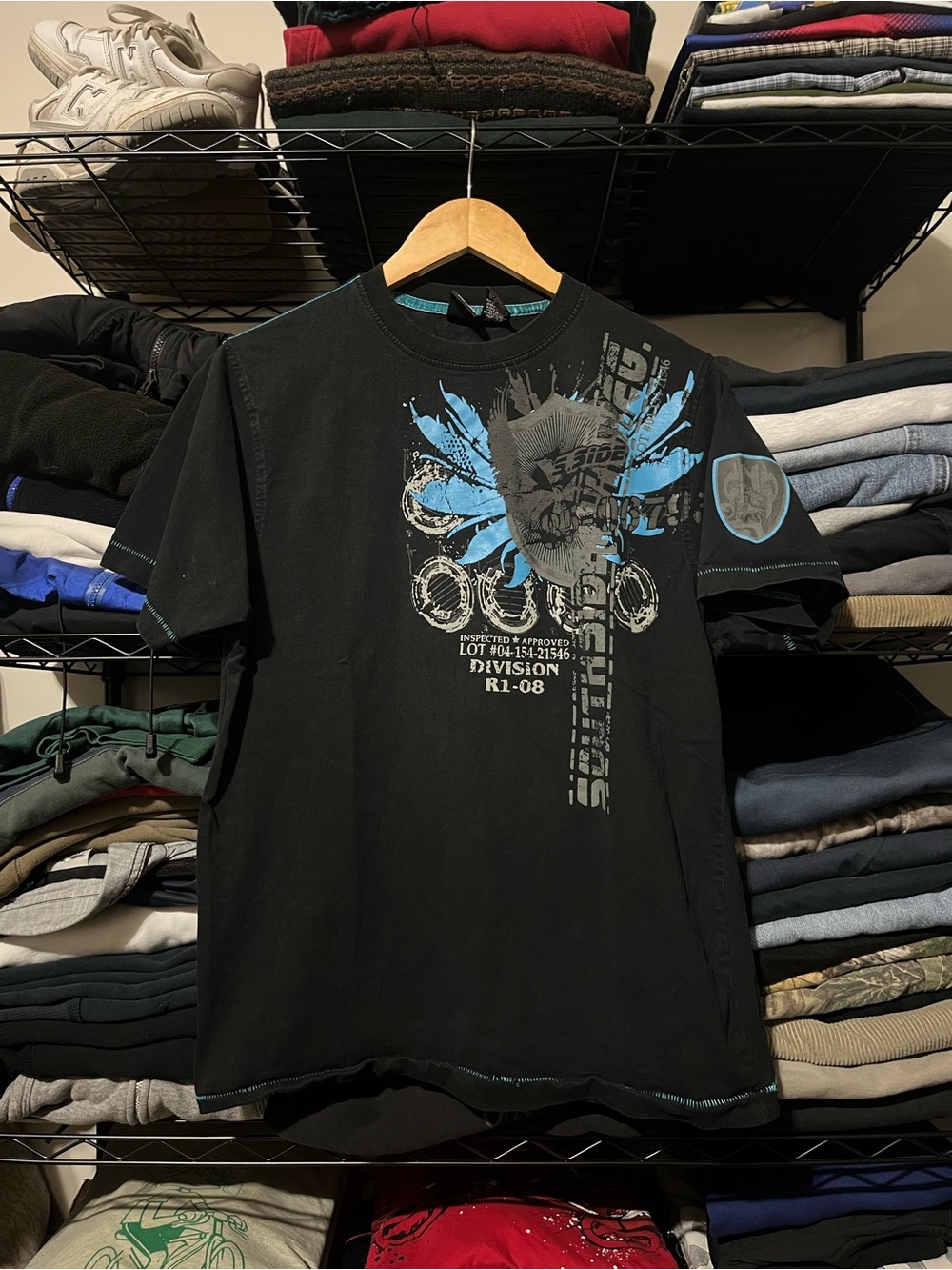 burnside Black Short-Sleeve Tee with Blue Graphic